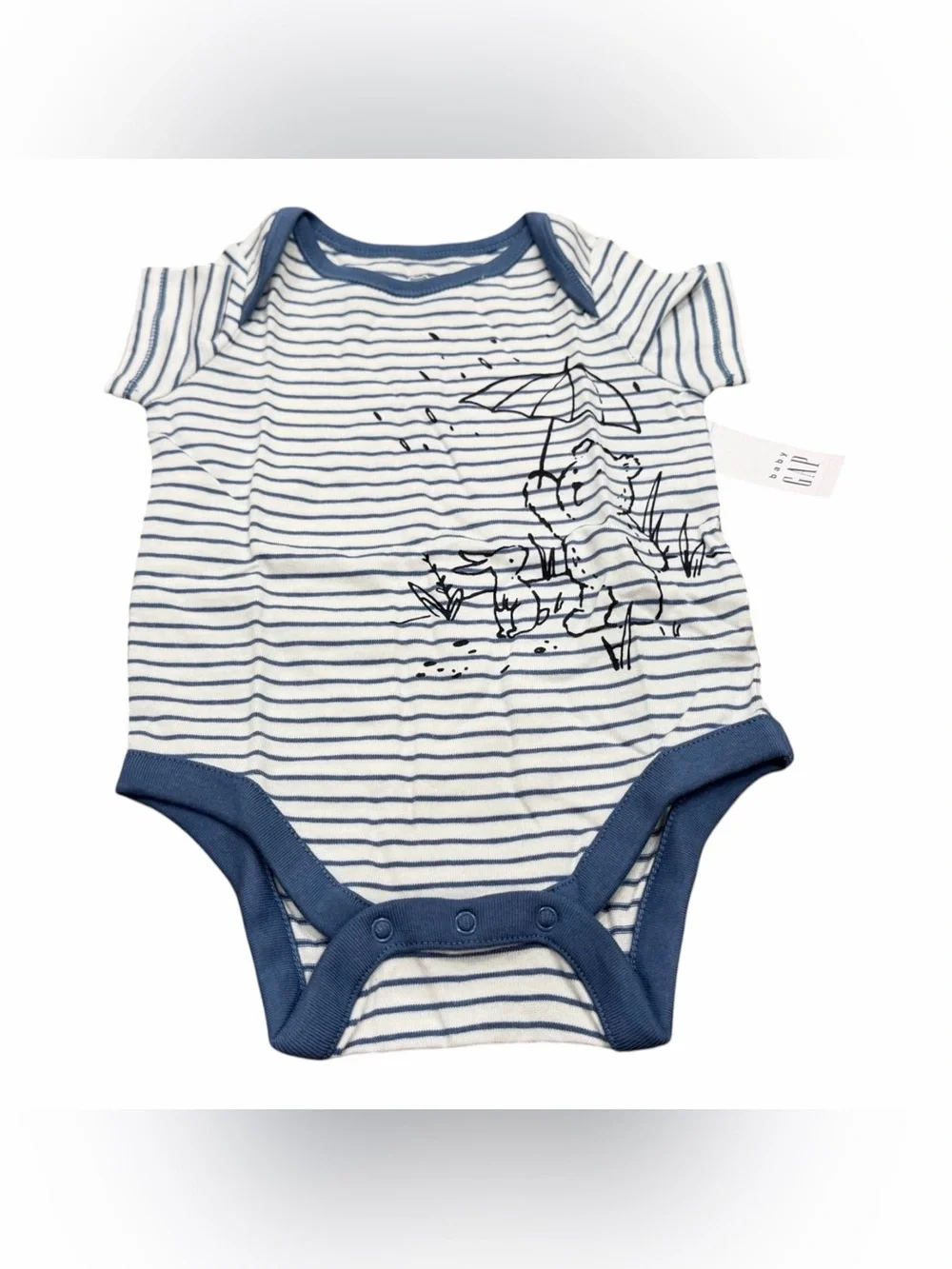 Baby Gap Boys White Blue Stripe Bodysuit Size 3-6 Months First Favorites Organic